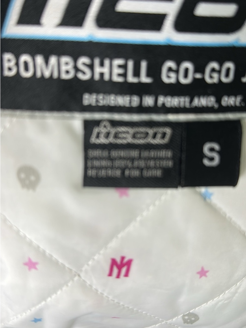 ICON Moto White and Pink Women's Leather Motorcycle Jacket - Picture 7 of 8